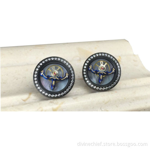 2016 High End Customize IP Black Plated Watch Cufflinks,316L Stainless Steel Tourbillon Movement Cufflinks for Men
